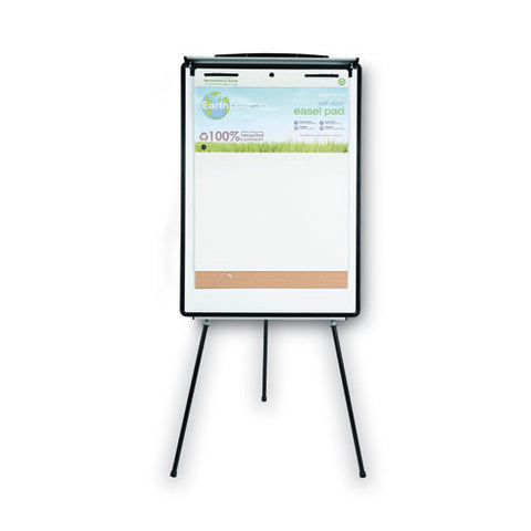 Magnetic Gold Ultra Dry Erase Tripod Presentation Easel With Arms, 28" X 38.5", White Surface, Black/silver Aluminum Frame