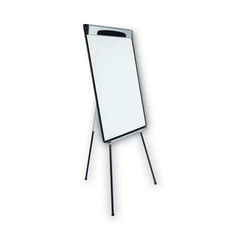 Magnetic Gold Ultra Dry Erase Tripod Presentation Easel With Arms, 28" X 38.5", White Surface, Black/silver Aluminum Frame