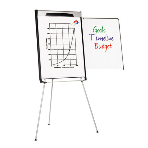 Tripod Extension Bar Magnetic Gold Ultra Dry Erase Easel, 29" X 41", White Surface, Black/satin Aluminum Frame