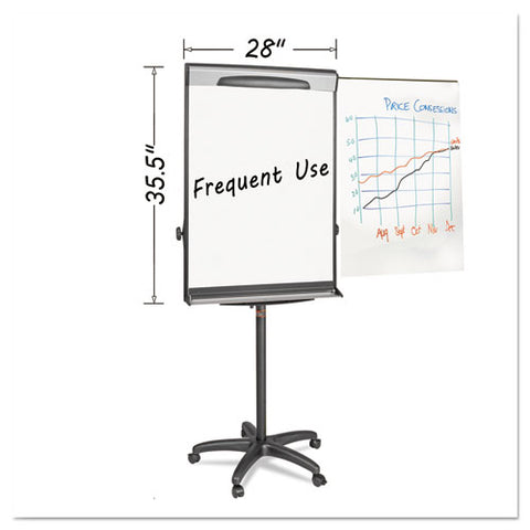 Tripod Extension Bar Magnetic Gold Ultra Dry Erase Easel, 30" X 36", White Surface, Black/satin Aluminum Frame