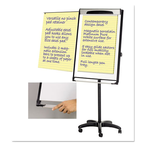 Platinum Mobile Easel, 29" X 41", White Surface, Black Plastic Frame