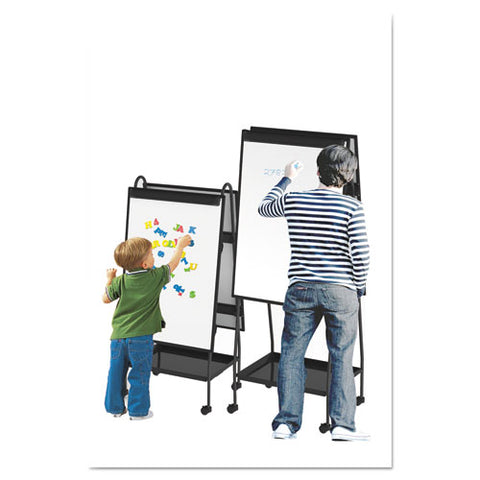 Creation Station Dry Erase Board, 29.5" X 74.88", White Surface, Black Metal Frame