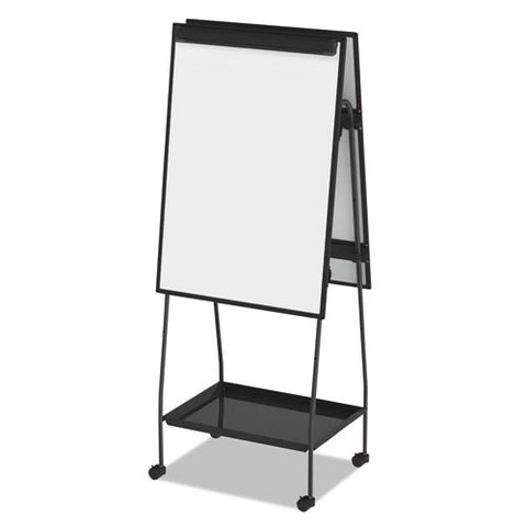 Creation Station Magnetic Dry Erase Board, 29.5" X 74.88", White Surface, Black Metal Frame