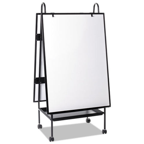 Creation Station Magnetic Dry Erase Board, 29.5" X 74.88", White Surface, Black Metal Frame