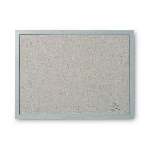 Designer Fabric Bulletin Board, 24" X 18", Gray Surface, Gray Fiberboard (mdf) Frame