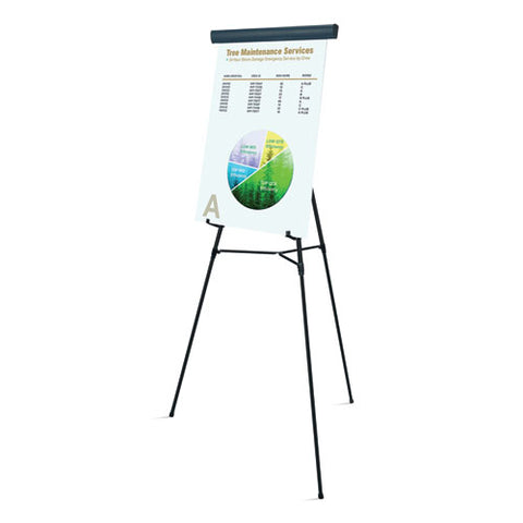 Telescoping Tripod Display Easel, Adjusts 35" To 64" High, Metal, Black