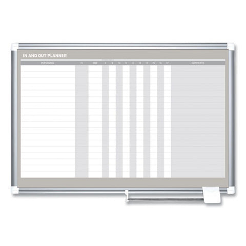 In-out Magnetic Dry Erase Board, 18-person Tracking, 36" X 24", White Surface, Satin Aluminum Frame