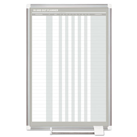 In-out Magnetic Dry Erase Board, 30-person Tracking, 24" X 36", White Surface, Satin Aluminum Frame