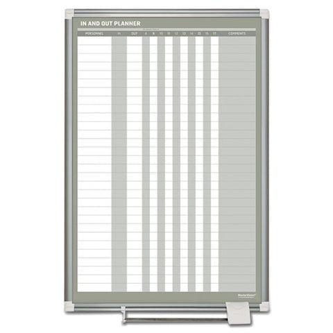 In-out Magnetic Dry Erase Board, 30-person Tracking, 24" X 36", White Surface, Satin Aluminum Frame