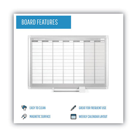 Magnetic Dry Erase Calendar Board, Weekly Planning/scheduling, 36" X 24", White Surface, Satin Aluminum Frame