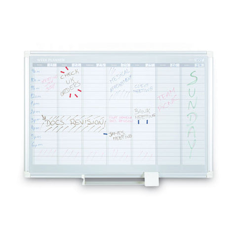 Magnetic Dry Erase Calendar Board, Weekly Planning/scheduling, 36" X 24", White Surface, Satin Aluminum Frame