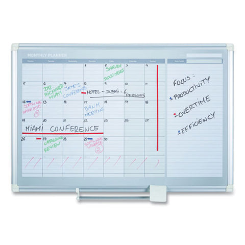 Magnetic Dry Erase Calendar Board, Monthly Planning/scheduling, 36" X 24", White Surface, Satin Aluminum Frame