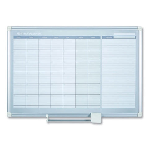 Magnetic Dry Erase Calendar Board, Monthly Planning/scheduling, 36" X 24", White Surface, Satin Aluminum Frame