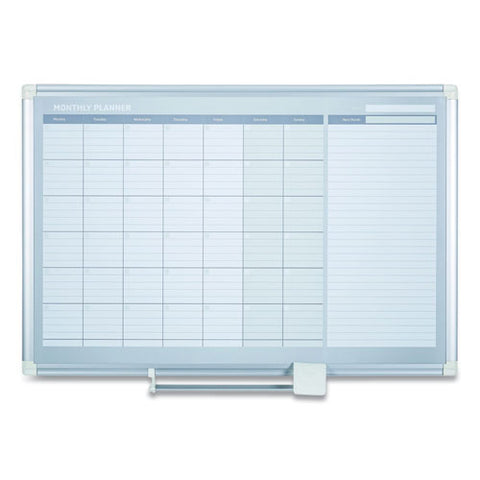 Magnetic Dry Erase Calendar Board, Monthly Planning/scheduling, 48" X 36", White Surface, Satin Aluminum Frame