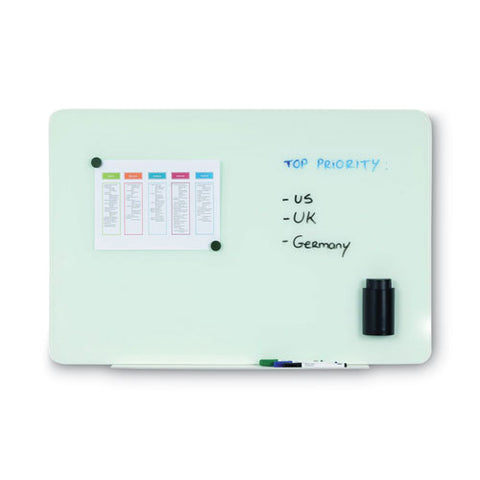 Magnetic Glass Dry Erase Board, 48" X 36", Opaque White Surface