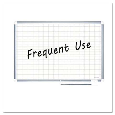 Gridded Magnetic Steel Dry Erase Project Planning Board, 1" X 2" Cells, 36" X 24", White Surface, Satin Aluminum Frame