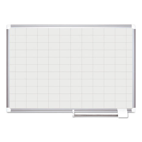 Gridded Magnetic Steel Dry Erase Project Planning Board, 2" X 3" Cells, 48" X 36", White Surface, Satin Aluminum Frame