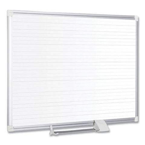 Ruled Magnetic Steel Dry Erase Planning Board, 48" X 36", White Surface, Satin Aluminum Frame