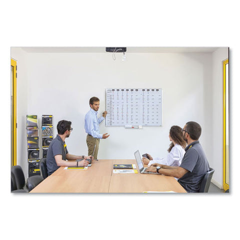 Ruled Magnetic Steel Dry Erase Planning Board, 48" X 36", White Surface, Satin Aluminum Frame