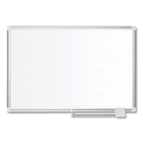 Ruled Magnetic Steel Dry Erase Planning Board, 48" X 36", White Surface, Satin Aluminum Frame