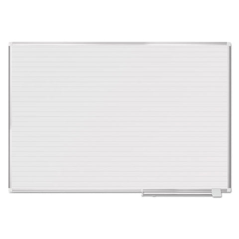 Ruled Magnetic Steel Dry Erase Planning Board, 72" X 48", White Surface, Satin Aluminum Frame