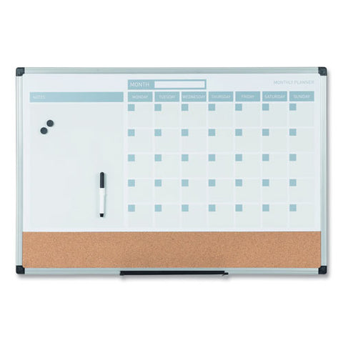 3-in-1 Calendar Planner, Monthly Planning/scheduling Calendar, 36" X 24", White Surface, Satin Aluminum Frame