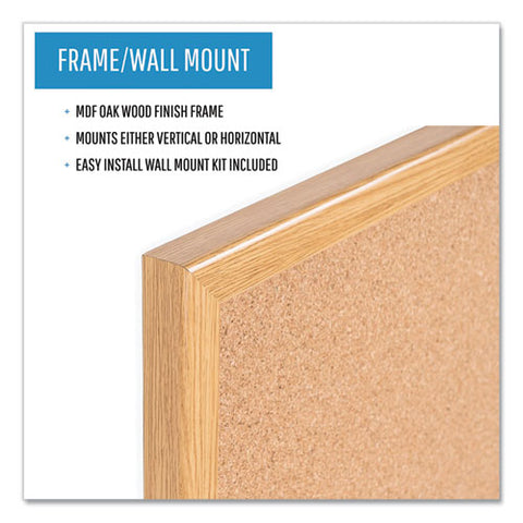 Value Cork Board With Oak Frame, 24" X 36", Brown Surface, Natural Oak Frame