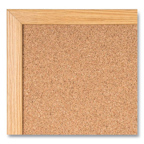 Value Cork Board With Oak Frame, 24" X 36", Brown Surface, Natural Oak Frame