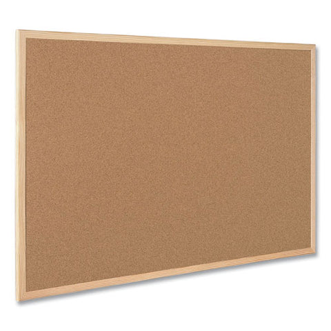 Value Cork Board With Oak Frame, 24" X 36", Brown Surface, Natural Oak Frame