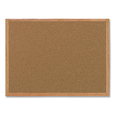 Value Cork Board With Oak Frame, 24" X 36", Brown Surface, Natural Oak Frame