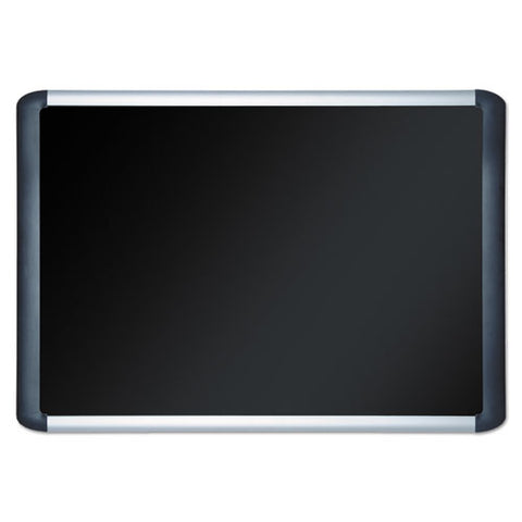 Soft-touch Bulletin Board, 36" X 24", Black Surface, Black/satin Aluminum Frame