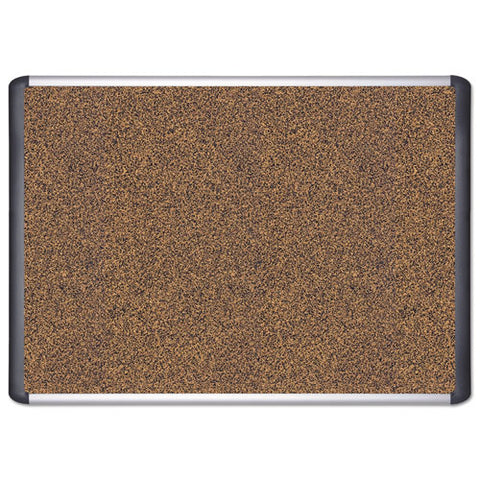 Tech Cork Board, 36" X 24", Tan Surface, Silver/black Aluminum Frame