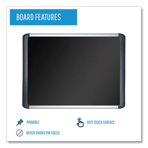 Soft-touch Bulletin Board, 72" X 48", Black Surface, Black/satin Aluminum Frame