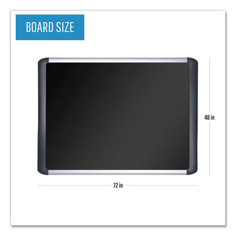 Soft-touch Bulletin Board, 72" X 48", Black Surface, Black/satin Aluminum Frame