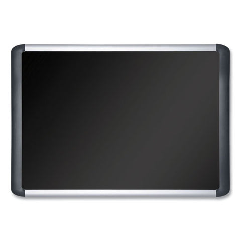 Soft-touch Bulletin Board, 72" X 48", Black Surface, Black/satin Aluminum Frame