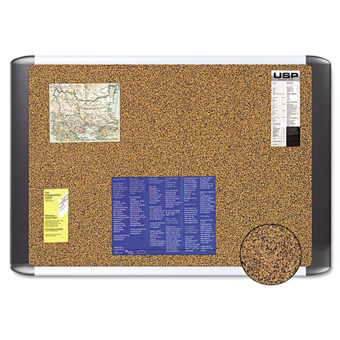 Tech Cork Board, 72" X 48", Tan Surface, Silver/black Aluminum Frame