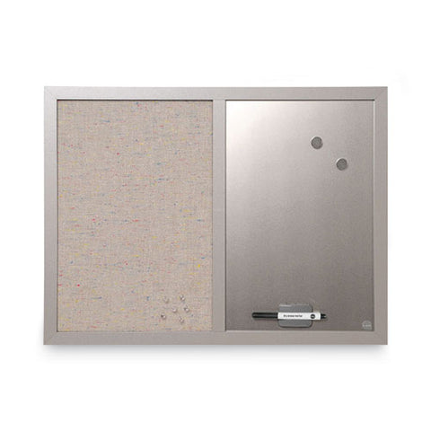 Designer Fabric Bulletin Board, Combo Magnetic Dry Erase/bulletin, 24" X 18", Multicolor/gray Surface, Gray Fiberboard Frame