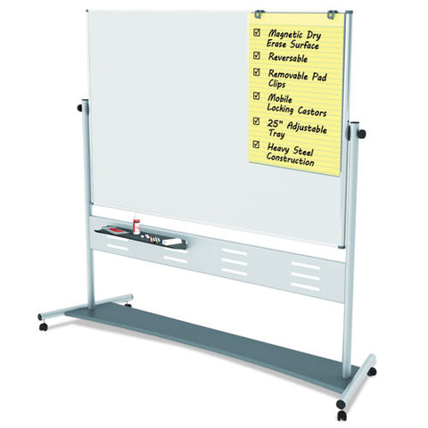 Revolver Easel, Horizontal Orientation, 70.8" X 47.2", White Surface, Satin Aluminum Frame