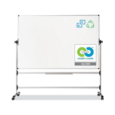 Earth Silver Easy Clean Mobile Revolver Dry Erase Boards, 36" X 48", White Surface, Natural Steel Frame