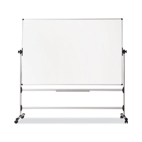 Earth Silver Easy Clean Mobile Revolver Dry Erase Boards, 36" X 48", White Surface, Natural Steel Frame