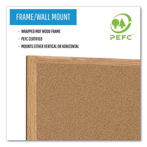 Earth Cork Board, 48" X 36", Tan Surface, Oak Finished Wood Frame