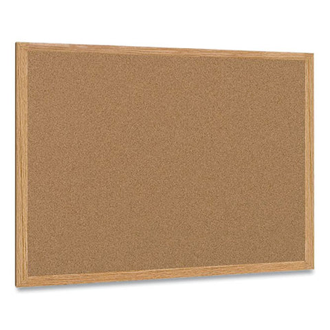 Earth Cork Board, 48" X 36", Tan Surface, Oak Finished Wood Frame