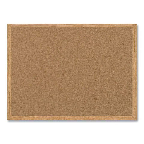 Earth Cork Board, 48" X 36", Tan Surface, Oak Finished Wood Frame