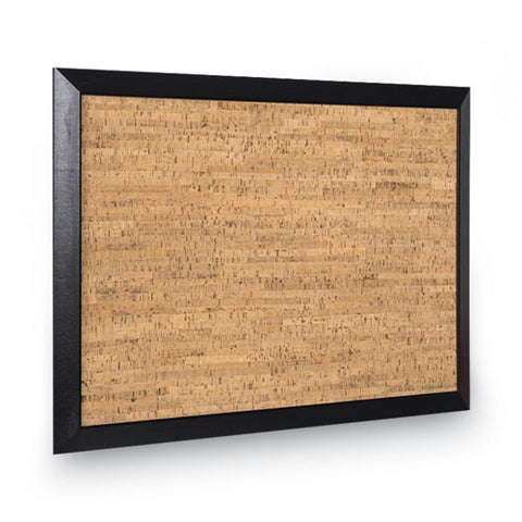 Natural Cork Bulletin Board, 24" X 18", Tan Surface, Black Wood Frame