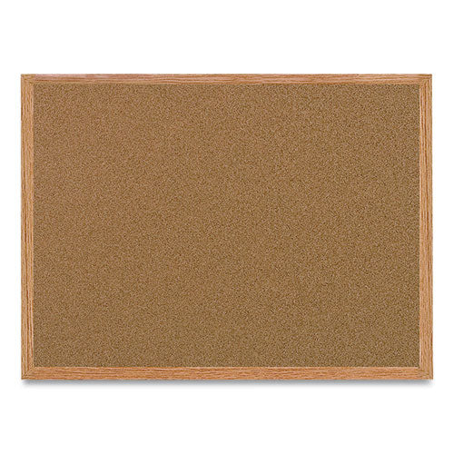 Value Cork Board With Oak Frame, 48" X 96", Tan Surface, Natural Oak Frame