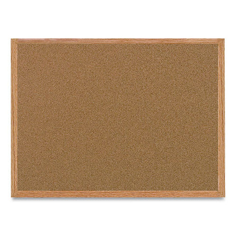 Value Cork Board With Oak Frame, 48" X 96", Tan Surface, Natural Oak Frame