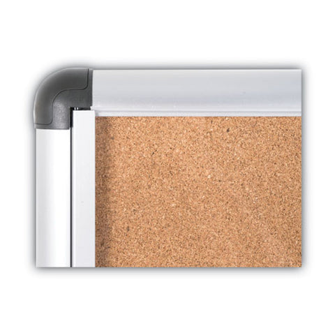 Slim-line Enclosed Cork Bulletin Board With One Door, 47" X 38", Tan Surface, Satin Aluminum Frame