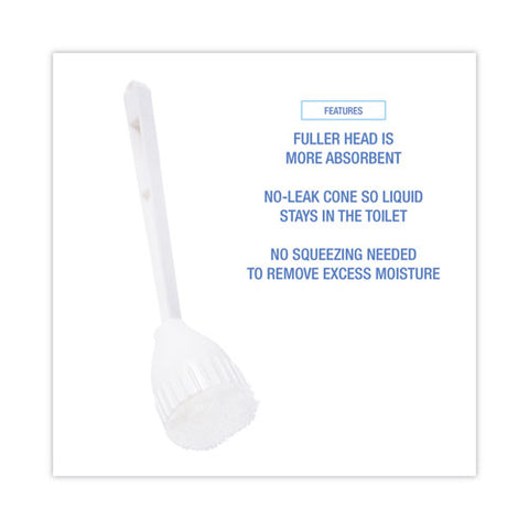 Cone Toilet Bowl Mop, 10" Handle, 2" Mop Head, White, 25/carton