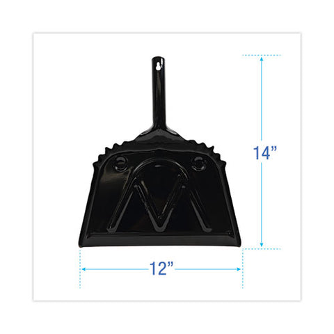 Metal Dust Pan, 12 X 14, 5" Handle, 20-gauge Steel, Black