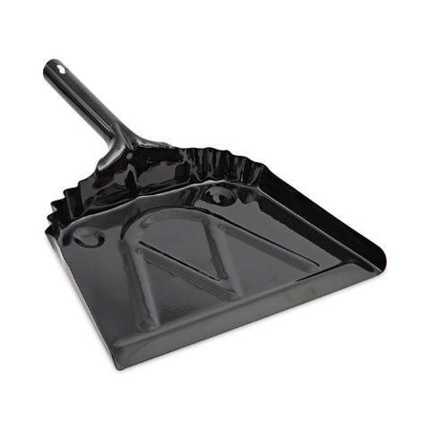 Metal Dust Pan, 12 X 14, 5" Handle, 20-gauge Steel, Black, 12/carton